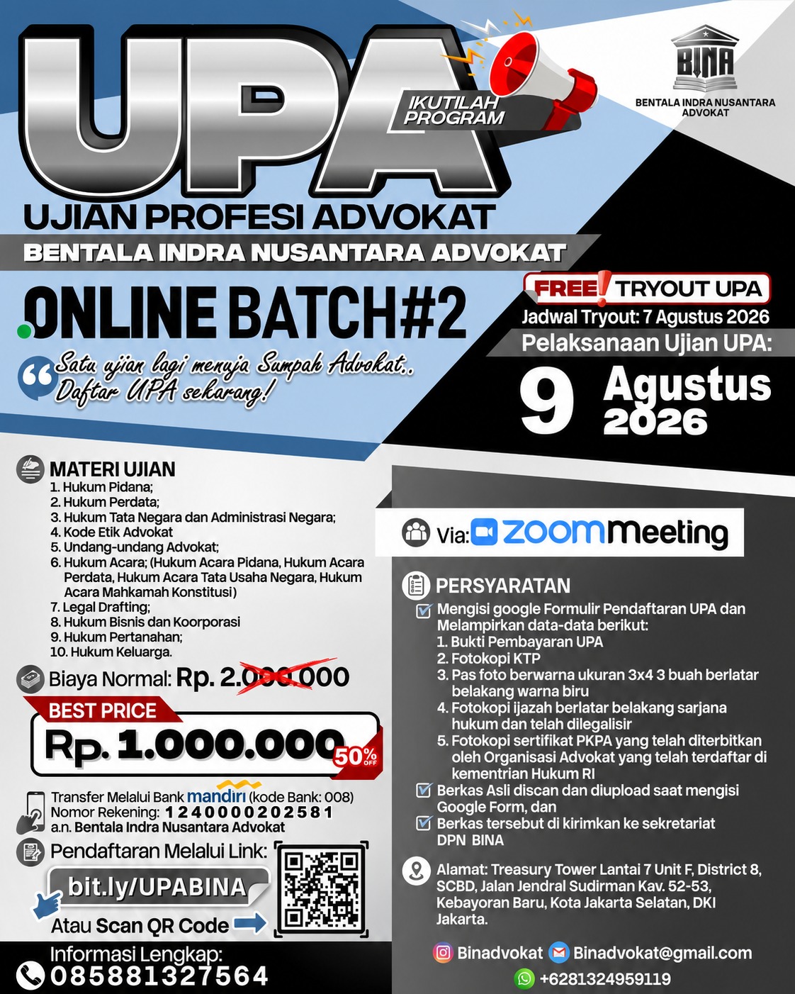 UJIAN PROFESI ADVOKAT (UPA) BINA ONLINE BATCH #2