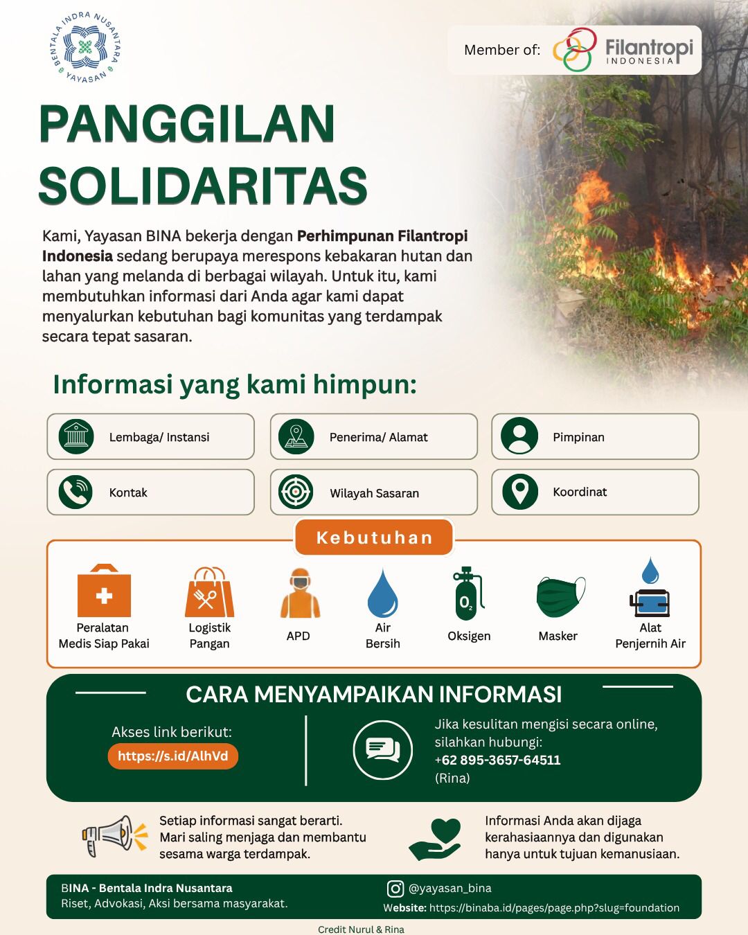 PANGGILAN SOLIDARITAS UNTUK WARGA TERDAMPAK KEBAKARAN HUTAN DAN LAHAN
